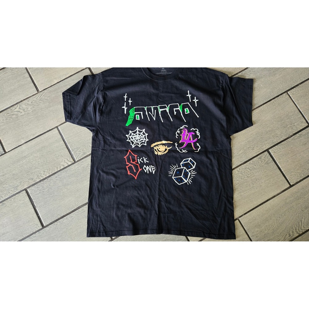 NovaMEN Mens XXL Black Graphic Tee Amigo LA Sick One Streetwear T-Shirt 22023699